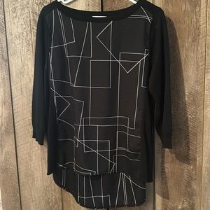 Knit/woven blouse